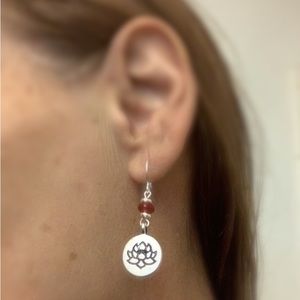 Lotus flower charm silver earrings